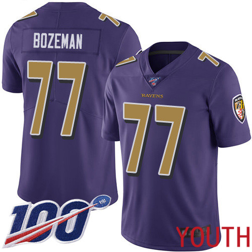 Baltimore Ravens Limited Purple Youth Bradley Bozeman Jersey NFL Football #77 100th Season Rush Vapor Untouchable